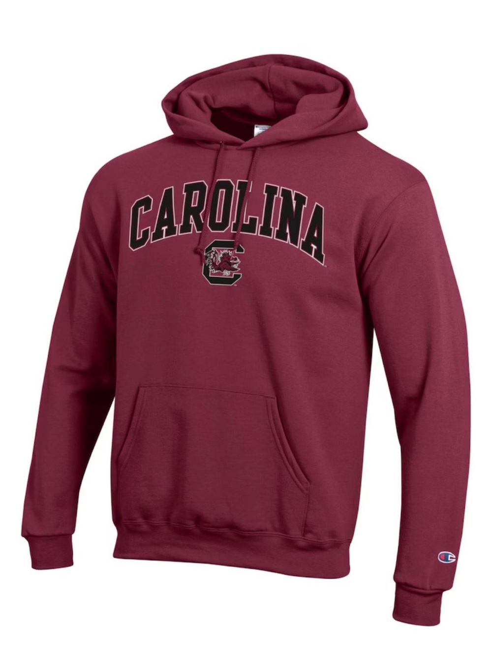 Champion Men's Carolina Arch Logo Maroon Crewneck Hoodie
